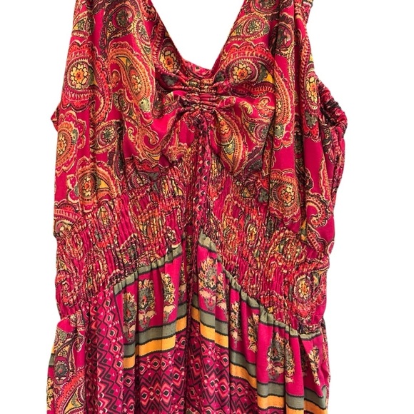 Me 2 Magic Anthropologie Pink Red Floral Stretch Maxi Dress Medium Divine Beauty - Picture 3 of 15